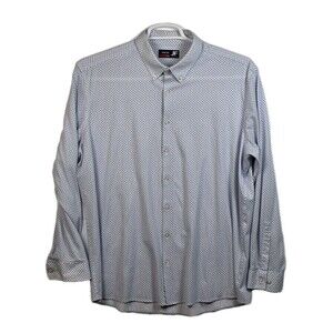 JF Ferrar Men's XL 34-35 Blue & White Hexagon Long Sleeve Shirt